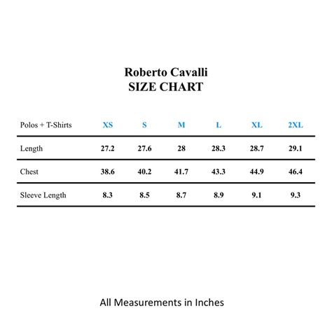 roberto cavalli size chart